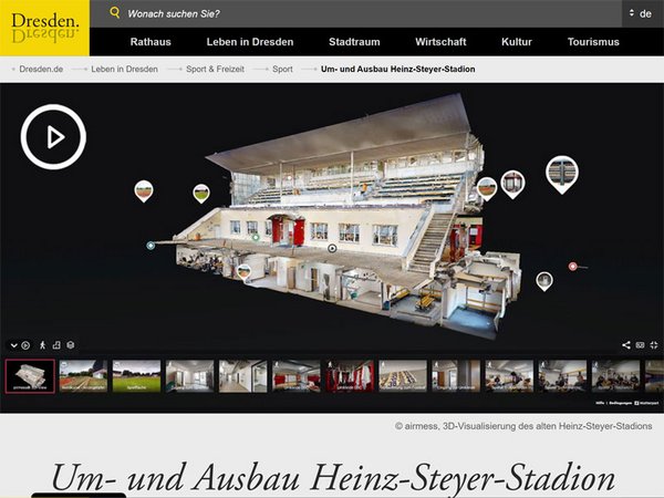 3D-Visualisierung des alten Heinz-Steyer-Stadions in Dresden