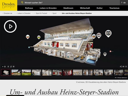 3D-Visualisierung macht Rundgang durch das alte Heinz-Steyer-Stadion in Dresden-Friedrichstadt