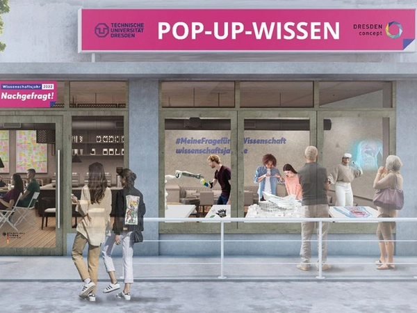 So könnte der zukünftige POP-UP-WISSENsstore in Weißwasser aussehen. Grafik: TUD/ Technisches Design